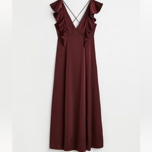 NWT🏷️ H&M Flounced Satin Maxi Dress ♥️💃